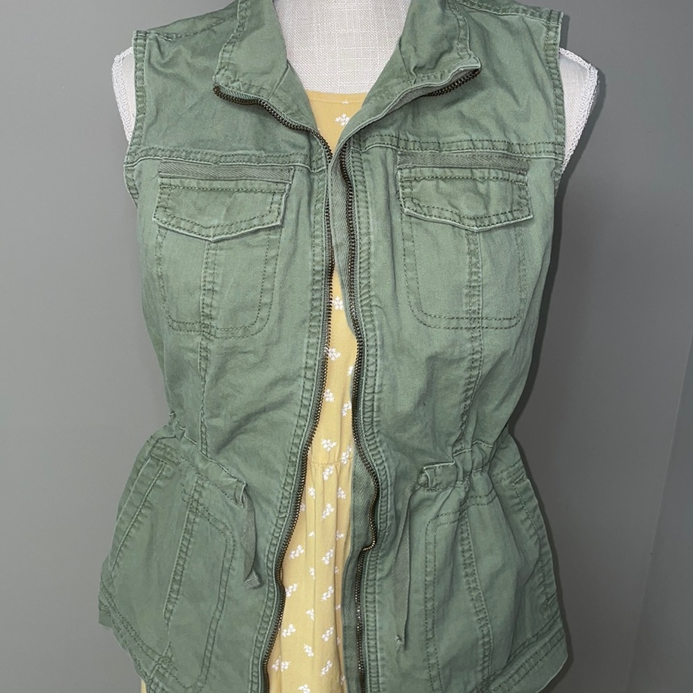 Merona -Lovely olive or army green cargo type best with zip front and pockets